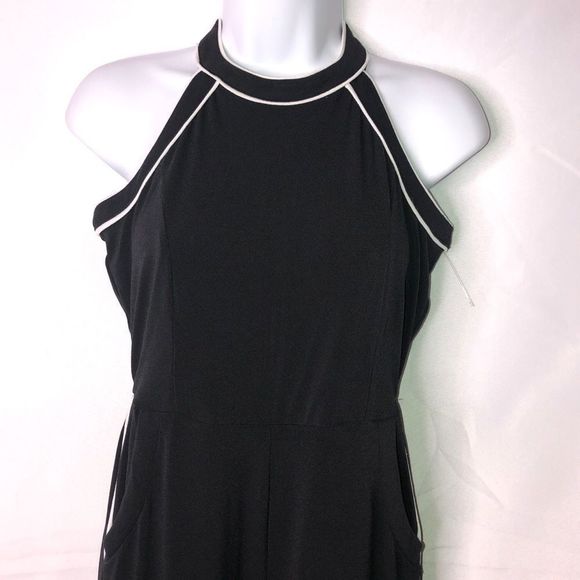 INC | Contrast-Piping Halter Jumpsuit - Picture 2 of 8